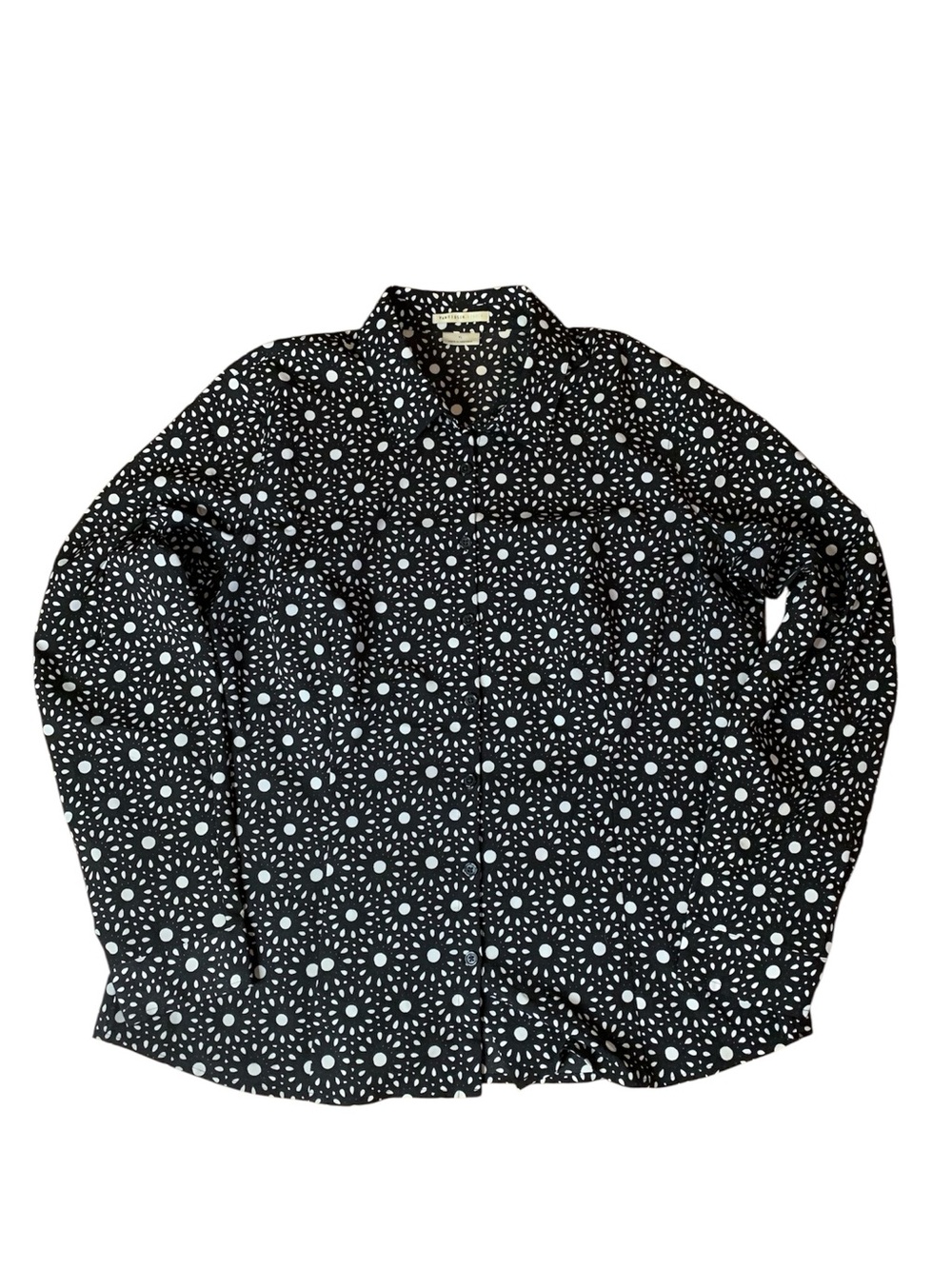 Van Heusen Studio Black & White Geometric Print Long Sleeve Blouse XL